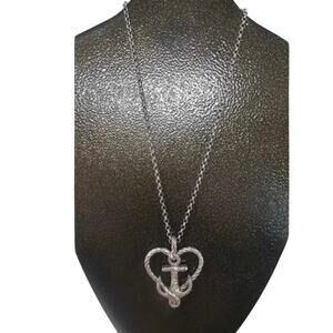 Brighton Anchored in Love Heart Necklace Silver Plated Nautical Seas The Day
